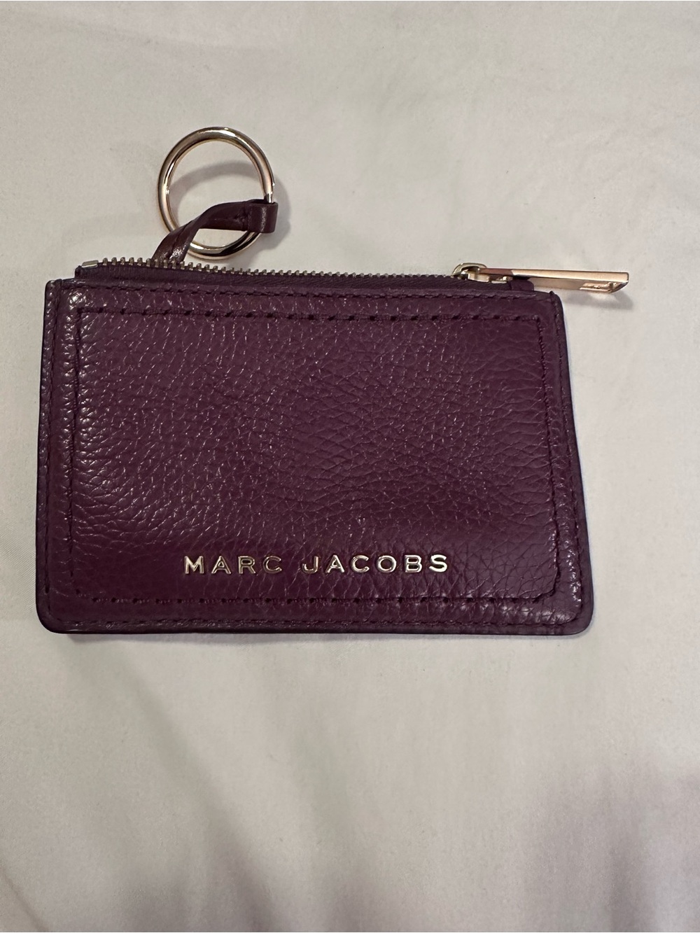 Marc Jacobs Plum Leather Zip Card Holder with Key Ring